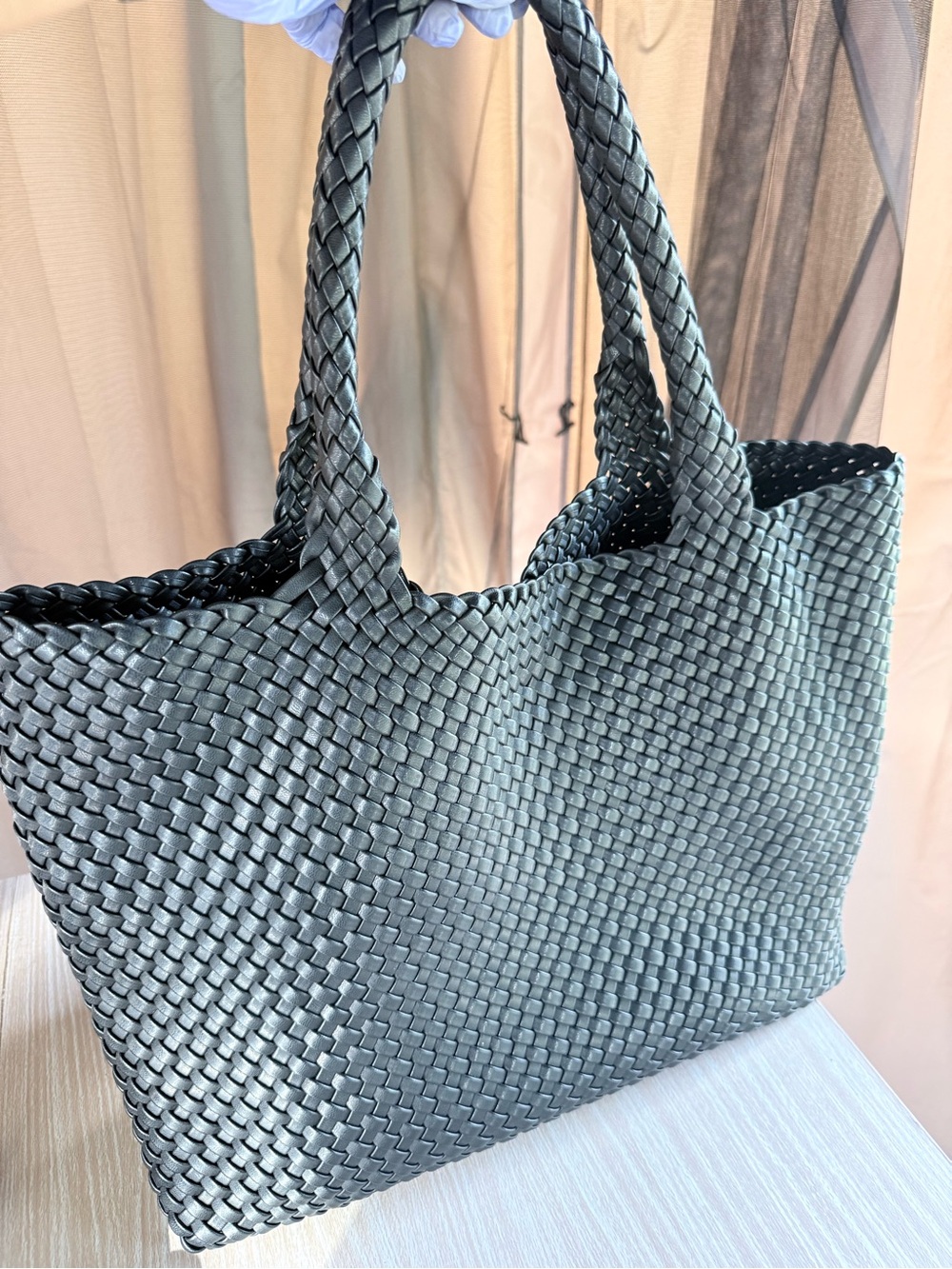 Woven Tote Bag in Black- Women Bags